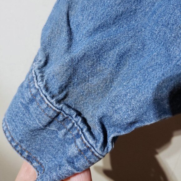 Vintage 90s Moose Creek Mens blue denim Button Down Shirt Cotton size L - Picture 8 of 10